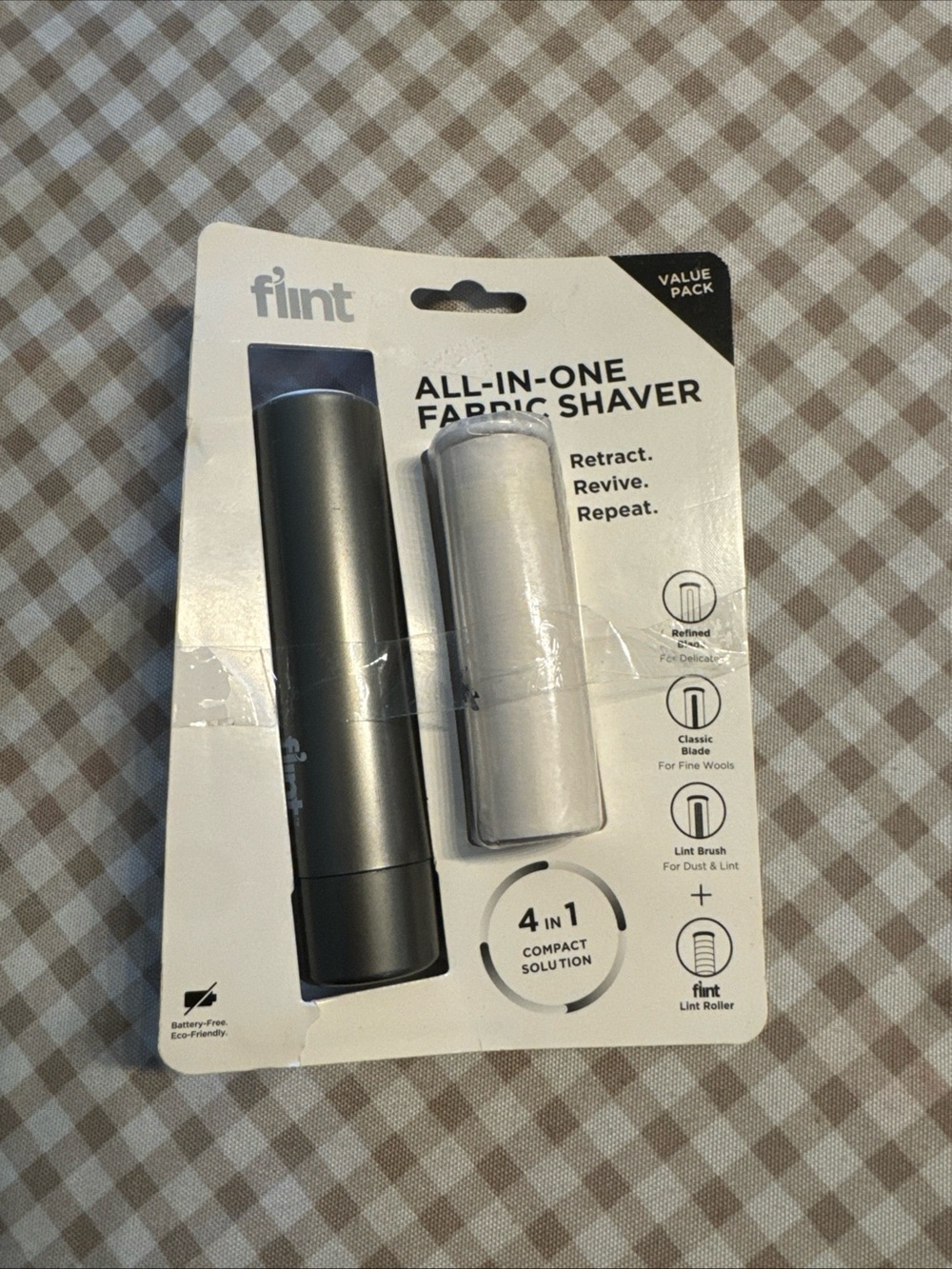 Flint All-In-One Fabric Shaver in Charcoal Gray with White Roller